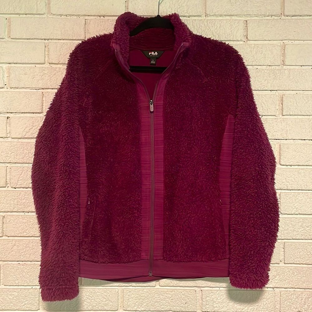 Fila Sport- Purple Tru-Dry Tru-Warm Sherpa Fleece Faux Fur Jacket- Size Large